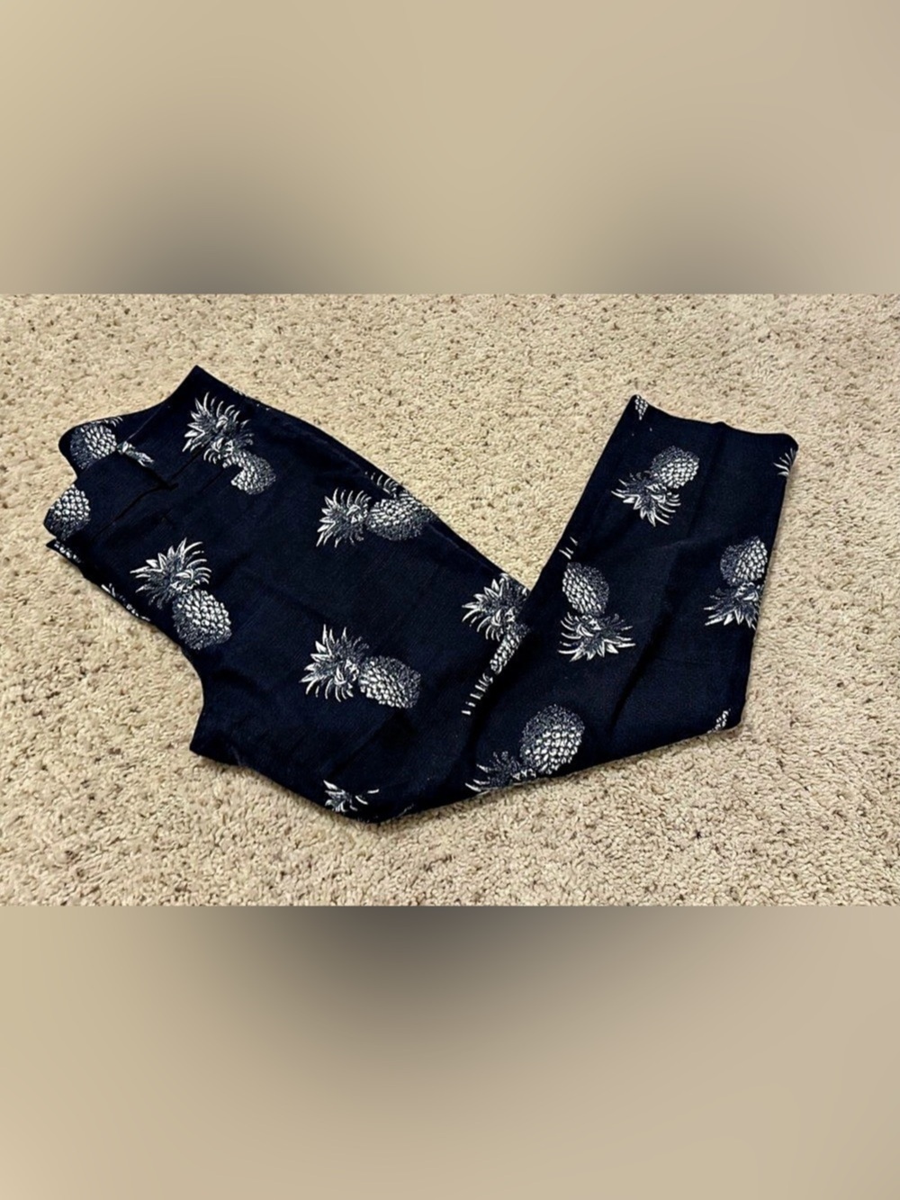 Ann Taylor Pineapple Print Straight Leg Pants